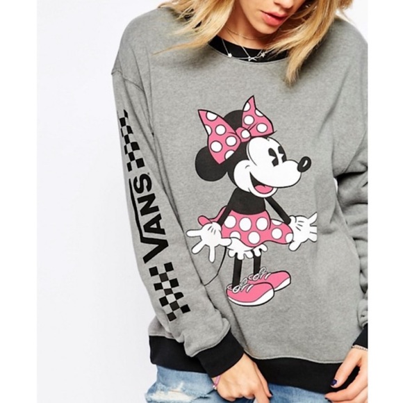 Vans Tops - Vans Disney Minnie Mouse Pullover Sweatshirt Grey